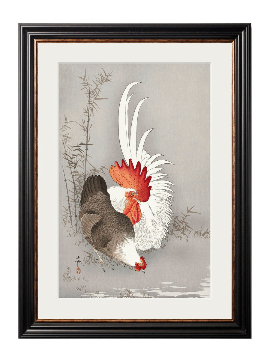 Roosters by Ohara Koson – York Slim Framed Print