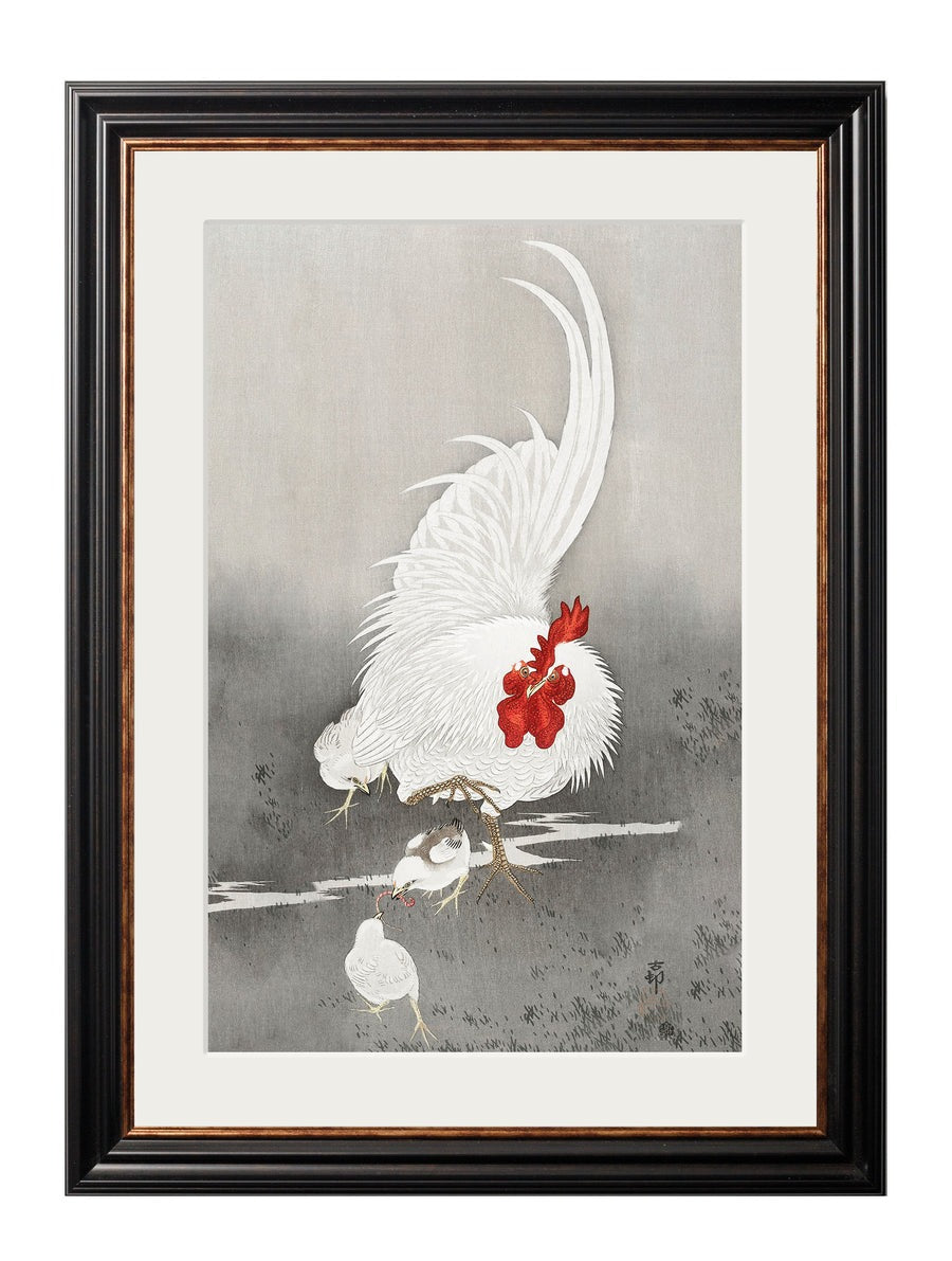 Roosters by Ohara Koson – York Slim Framed Print