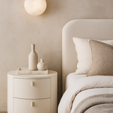 Tommy Franks Sims Bedside Table – Matte Beige