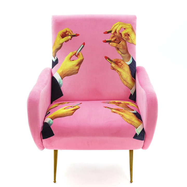 Seletti Lipstick Print Armchair – Pink