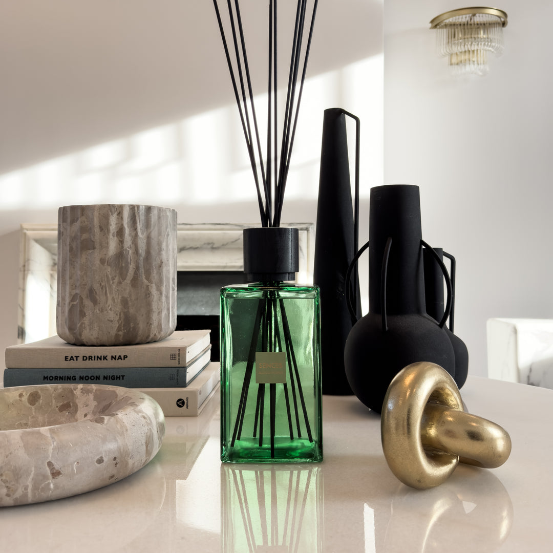 Enormous Amora Verbena Reed Diffuser with Emerald Glass Bottle