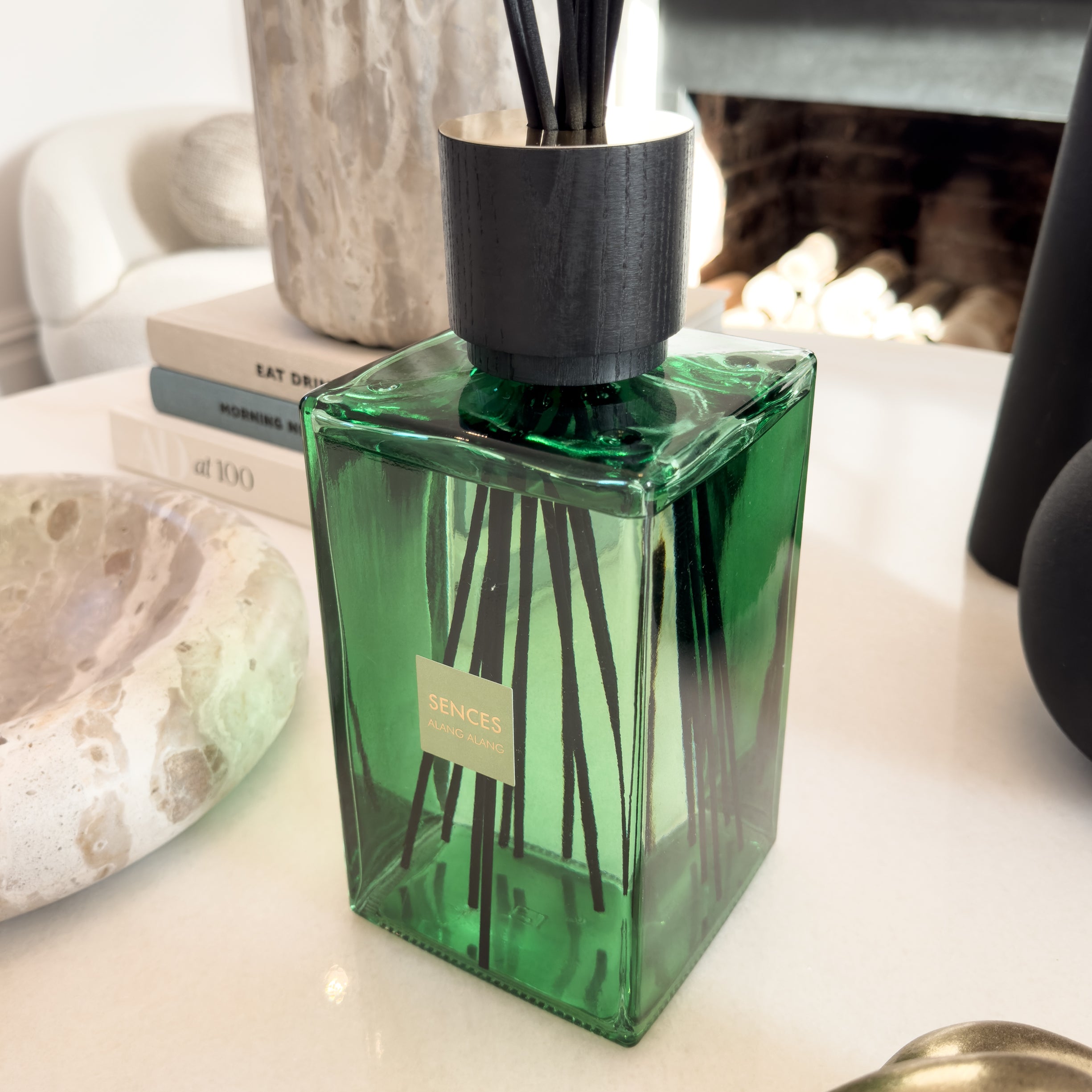 Enormous Amora Verbena Reed Diffuser with Emerald Glass Bottle ...