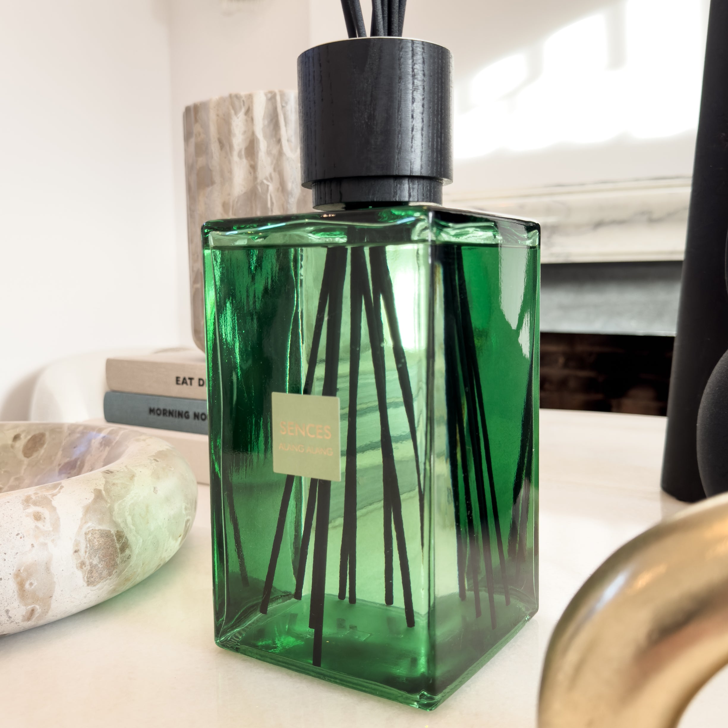 Enormous Amora Verbena Reed Diffuser with Emerald Glass Bottle ...