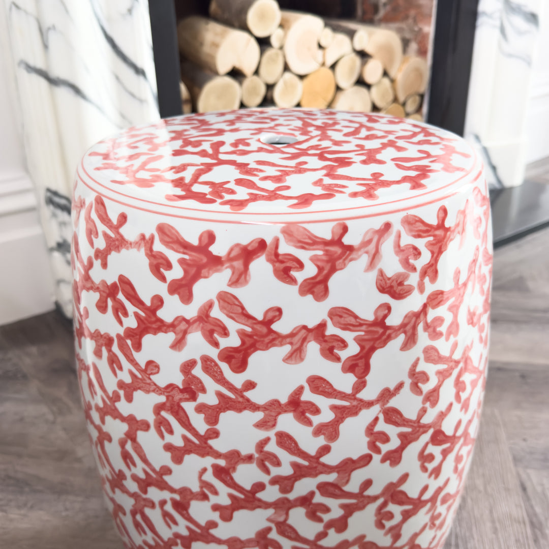 Sienna Porcelain Stool with Hand Painted Detail