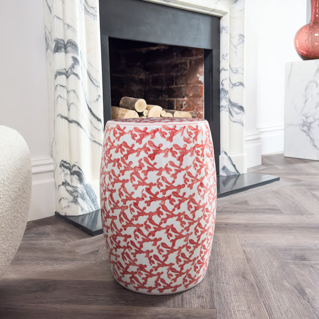 Sienna Porcelain Stool with Hand Painted Detail