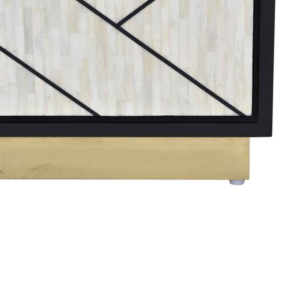 Libra Interiors Credenza Abstract 3 Door Cabinet with Bone Inlay