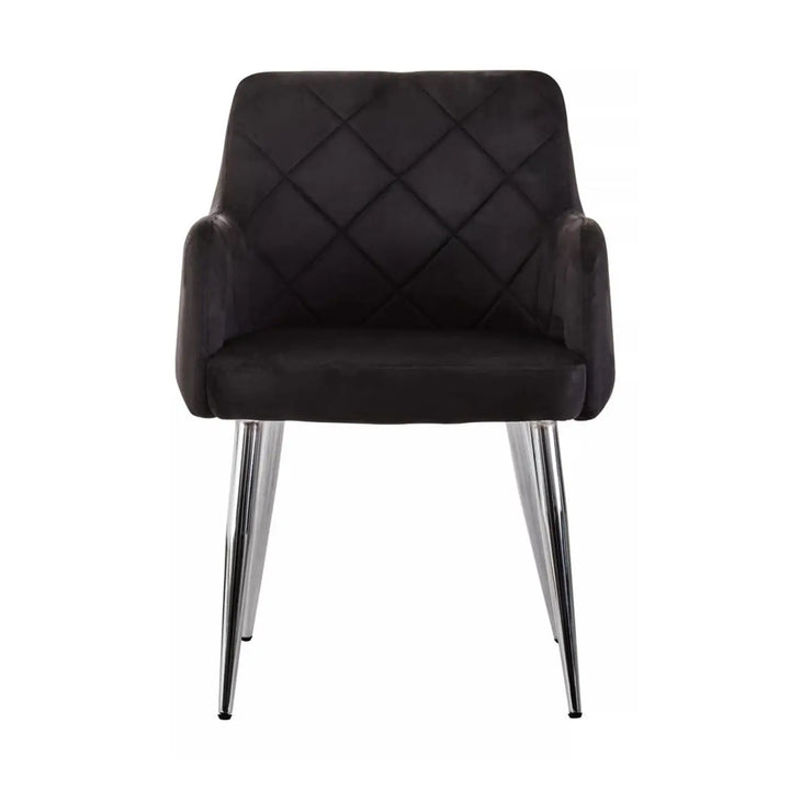 Sophia Dining Chair in Black Velvet and Chrome Metal