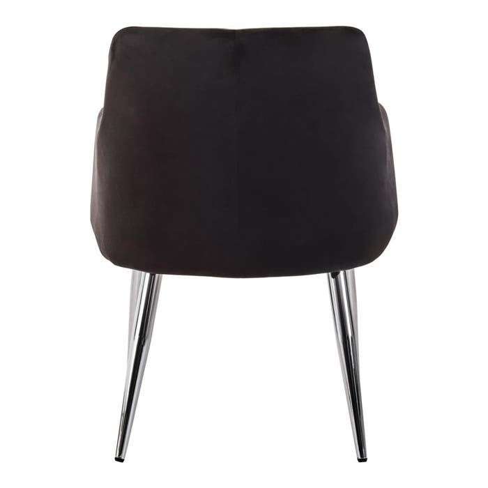 Sophia Dining Chair in Black Velvet and Chrome Metal