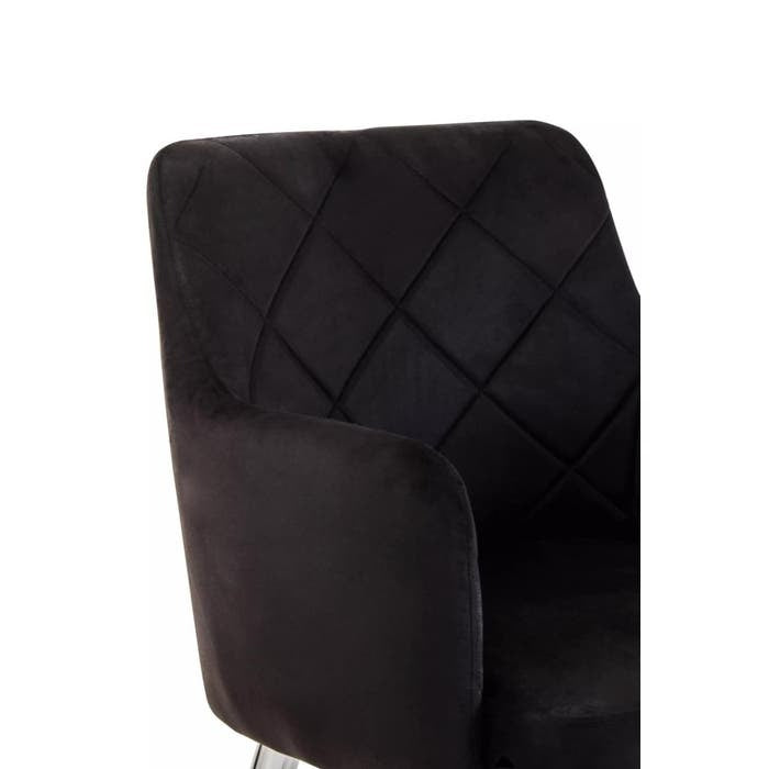 Sophia Dining Chair in Black Velvet and Chrome Metal