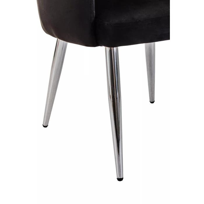 Sophia Dining Chair in Black Velvet and Chrome Metal