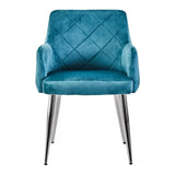 Sophia Dining Chair in Blue Velvet and Chrome Metal