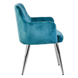 Sophia Dining Chair in Blue Velvet and Chrome Metal