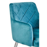 Sophia Dining Chair in Blue Velvet and Chrome Metal