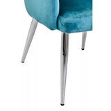 Sophia Dining Chair in Blue Velvet and Chrome Metal