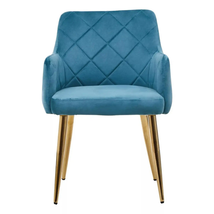 Sophia Dining Chair in Blue Velvet and Gold Metal