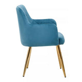 Sophia Dining Chair in Blue Velvet and Gold Metal