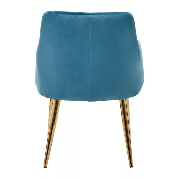 Sophia Dining Chair in Blue Velvet and Gold Metal