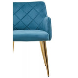 Sophia Dining Chair in Blue Velvet and Gold Metal