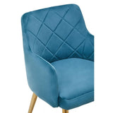 Sophia Dining Chair in Blue Velvet and Gold Metal