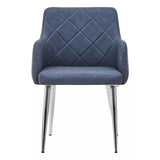 Sophia Dining Chair in Dark Grey Faux Leather and Chrome Metal