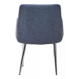 Sophia Dining Chair in Dark Grey Faux Leather and Chrome Metal