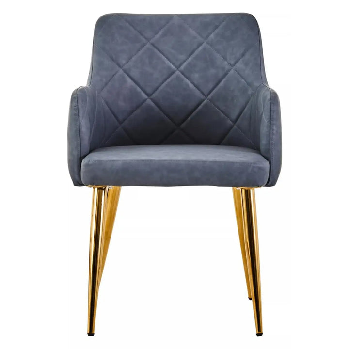 Sophia Dining Chair in Dark Grey Faux Leather and Gold Metal