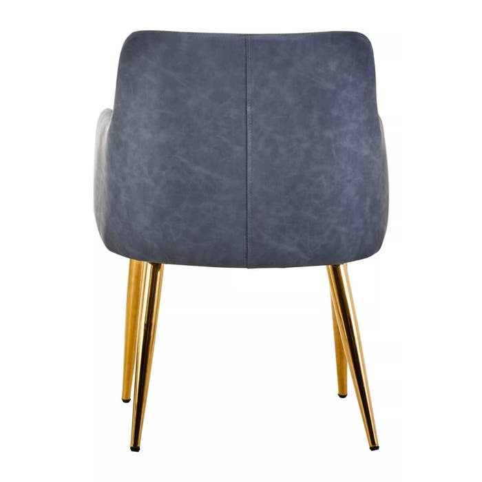 Sophia Dining Chair in Dark Grey Faux Leather and Gold Metal