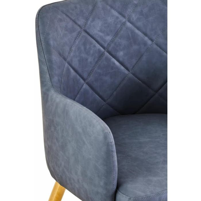 Sophia Dining Chair in Dark Grey Faux Leather and Gold Metal