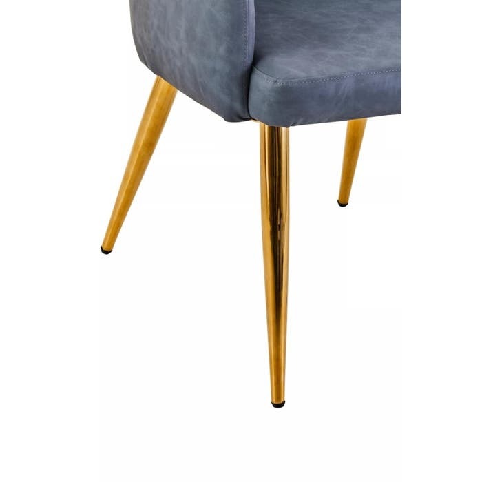 Sophia Dining Chair in Dark Grey Faux Leather and Gold Metal