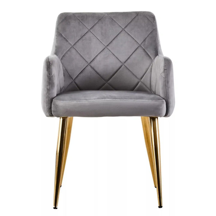 Sophia Dining Chair in Mink Velvet and Gold Metal