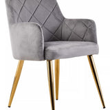 Sophia Dining Chair in Mink Velvet and Gold Metal