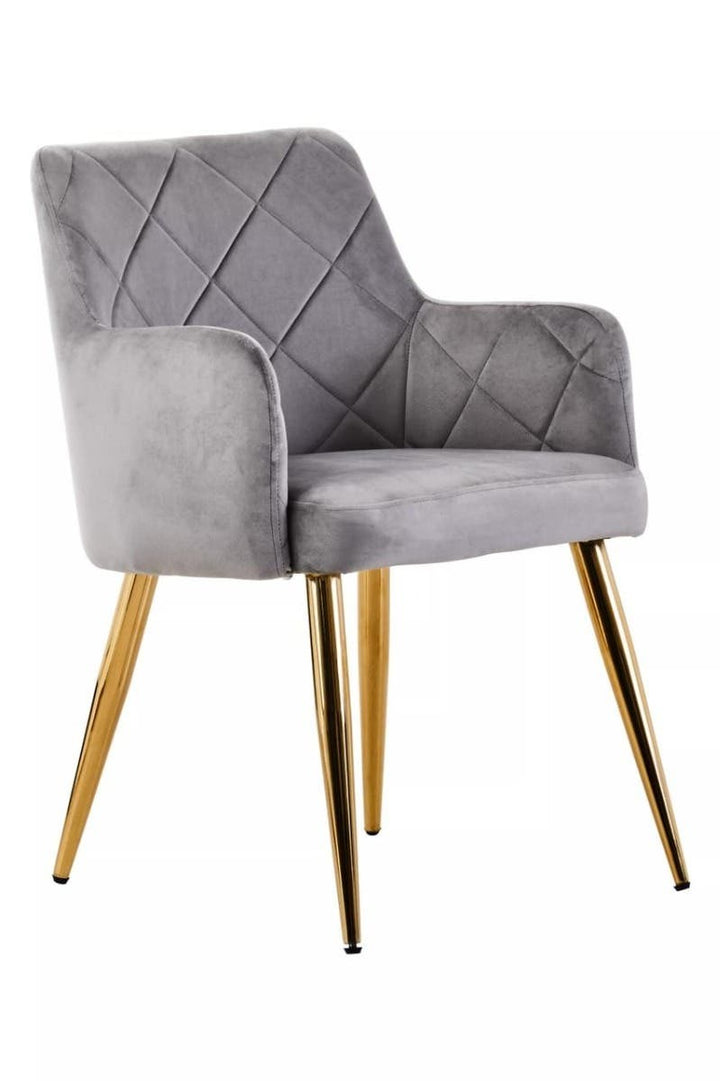 Sophia Dining Chair in Mink Velvet and Gold Metal