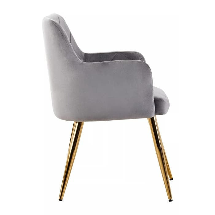 Sophia Dining Chair in Mink Velvet and Gold Metal