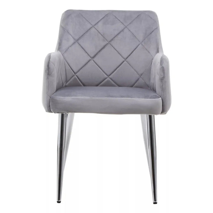 Sophia Dining Chair in Mink Velvet and Chrome Metal