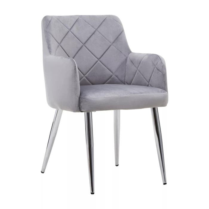 Sophia Dining Chair in Mink Velvet and Chrome Metal