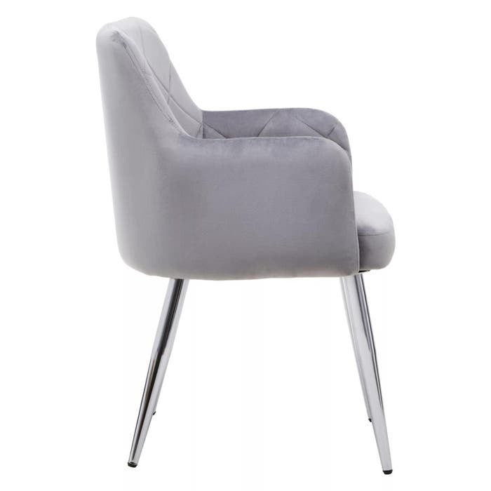 Sophia Dining Chair in Mink Velvet and Chrome Metal