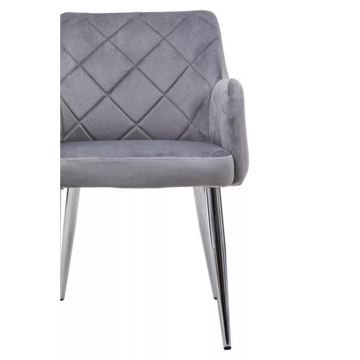 Sophia Dining Chair in Mink Velvet and Chrome Metal