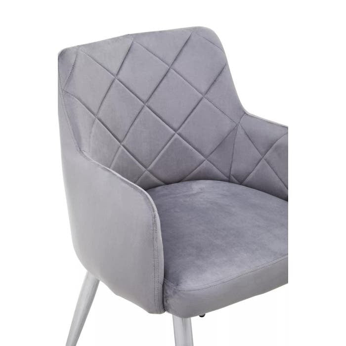 Sophia Dining Chair in Mink Velvet and Chrome Metal