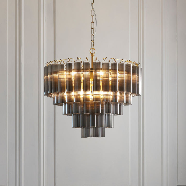 Templar Chandelier – Smokey Grey Glass