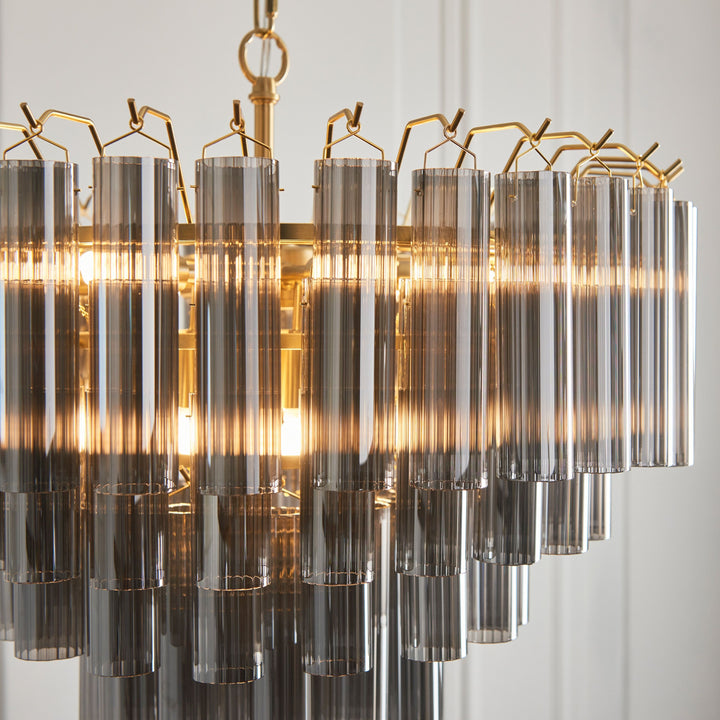 Templar Chandelier – Smokey Grey Glass