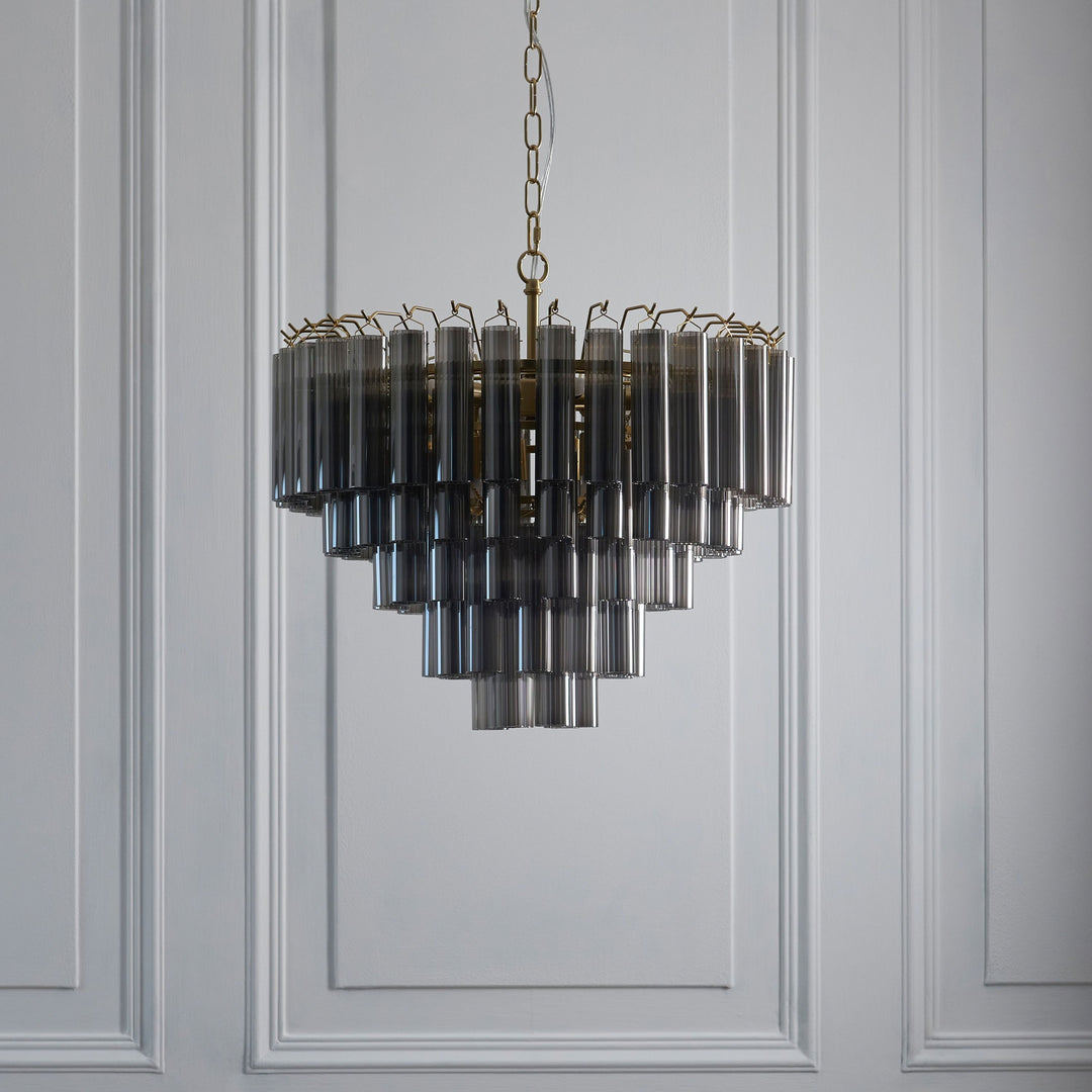 Templar Chandelier – Smokey Grey Glass