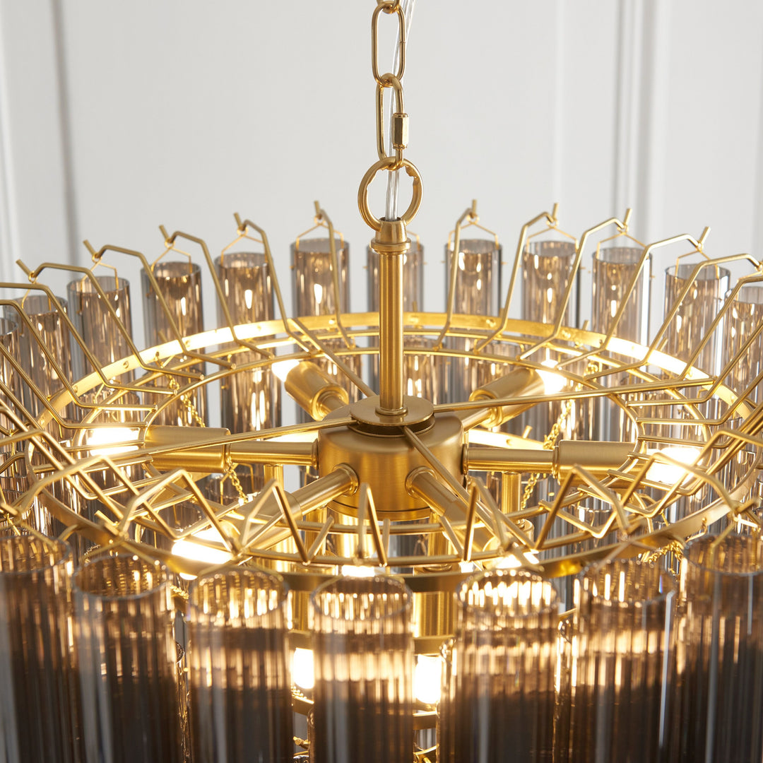 Templar Chandelier – Smokey Grey Glass