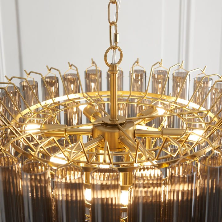 Templar Chandelier – Smokey Grey Glass