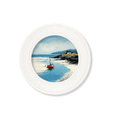 The Coastal Boat - Oxford White Round Frame