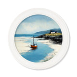The Coastal Boat - Oxford White Round Frame