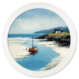 The Coastal Boat - Oxford White Round Frame