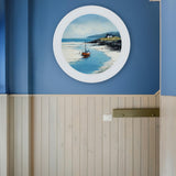 The Coastal Boat - Oxford White Round Frame