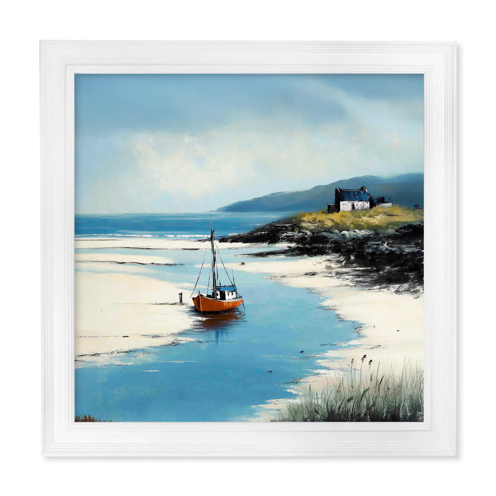 The Coastal Boat - White Hurstwood Square Frame