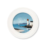 The Coastal Lighthouse - Oxford White Round Frame