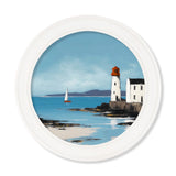 The Coastal Lighthouse - Oxford White Round Frame